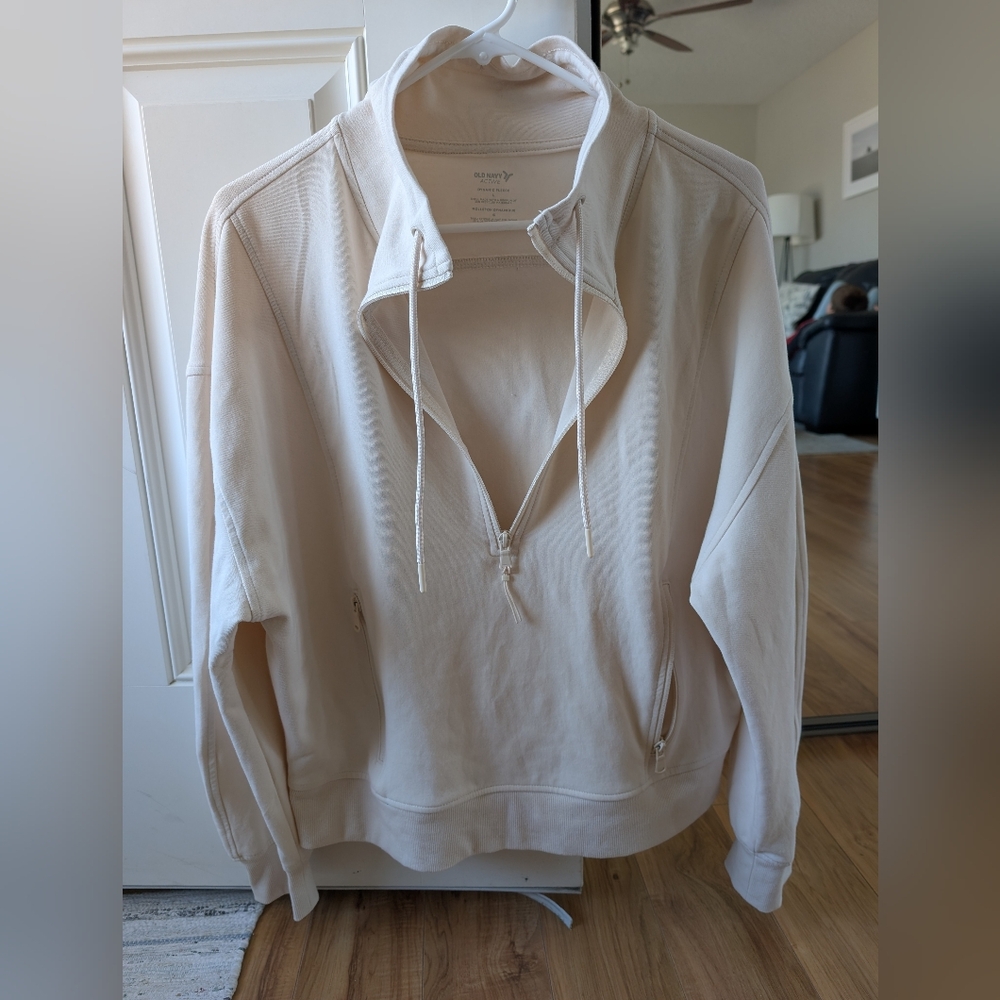 Quarter-Zip Drawstring Women's Sweater - Cream